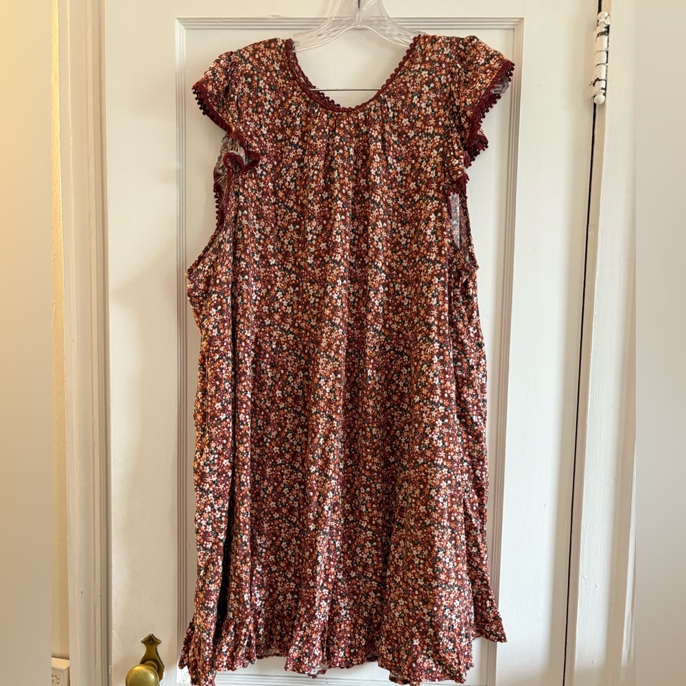 wild fable Rust Floral Ruffle Sleeve Sundress